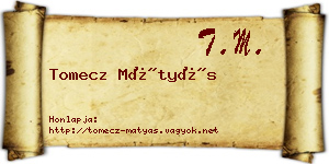 Tomecz Mátyás névjegykártya